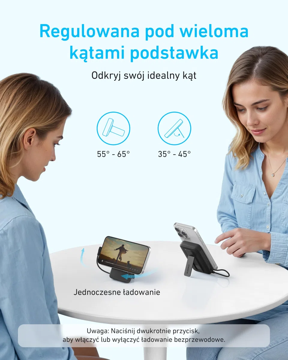 Anker Zolo Magnetic Power Bank, 10,000 mAh Wireless Portable Charger with 30W Max. Fast Charging, with Built-in USB-C Cable and Adjustable Stand, for iPhone 16/15 Series, AirPods and More