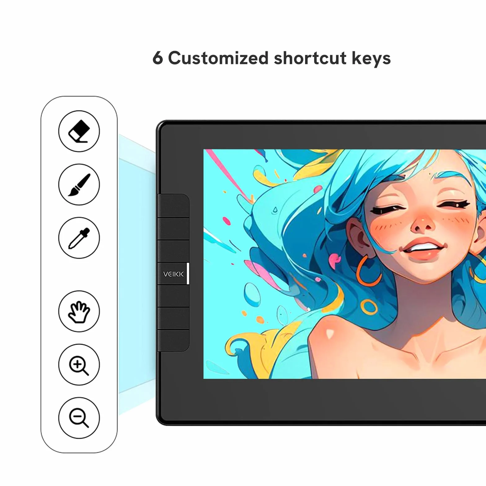 VEIKK VK1200V2 Tablet graficzny z ekranem 120% sRGB, ekran IPS Full HD, 6 klawiszy skrótów, rysik bez baterii, kompatybilny z systemami Linux / Windows / Mac 11,6"