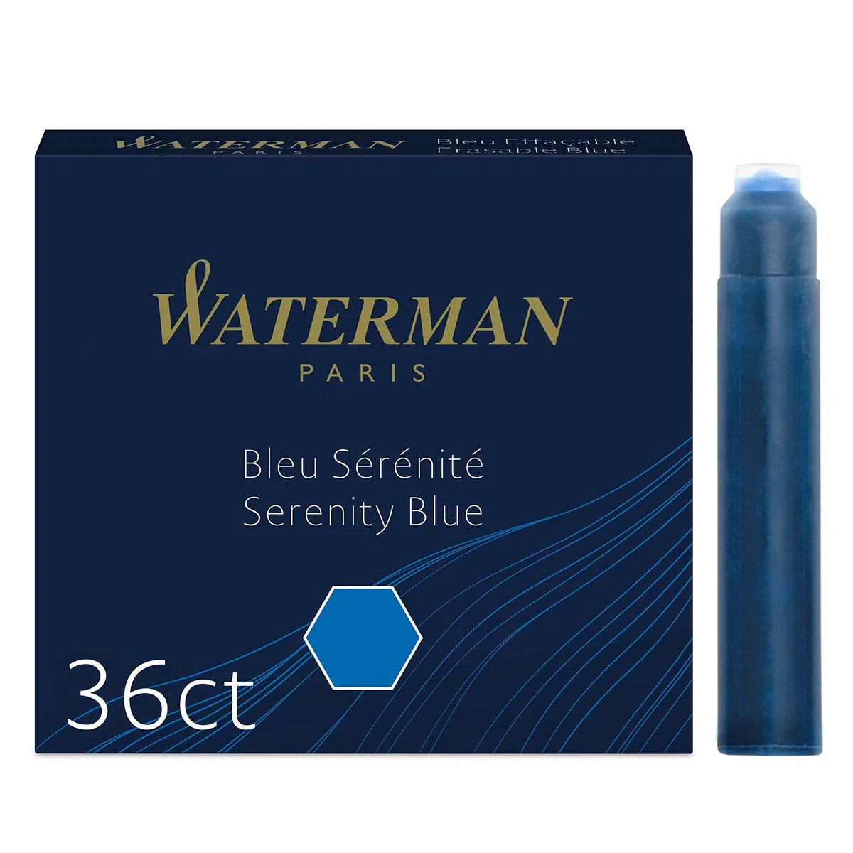 Waterman Wkłady atramentowe do piór | międzynarodowy standardowy rozmiar | Serenity Blue | 36 sztuk