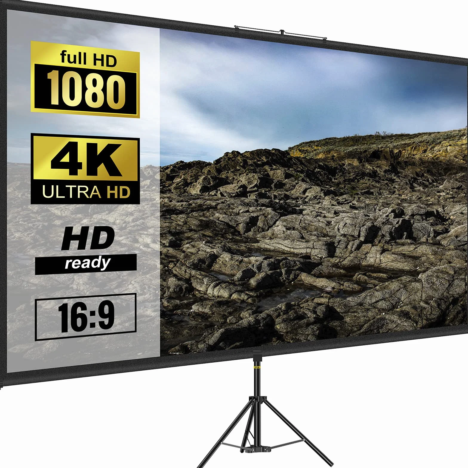 VEVOR Ekran projekcyjny ze statywem 80" 203,2 cm 16:9 4K HD Przenośne kino domowe