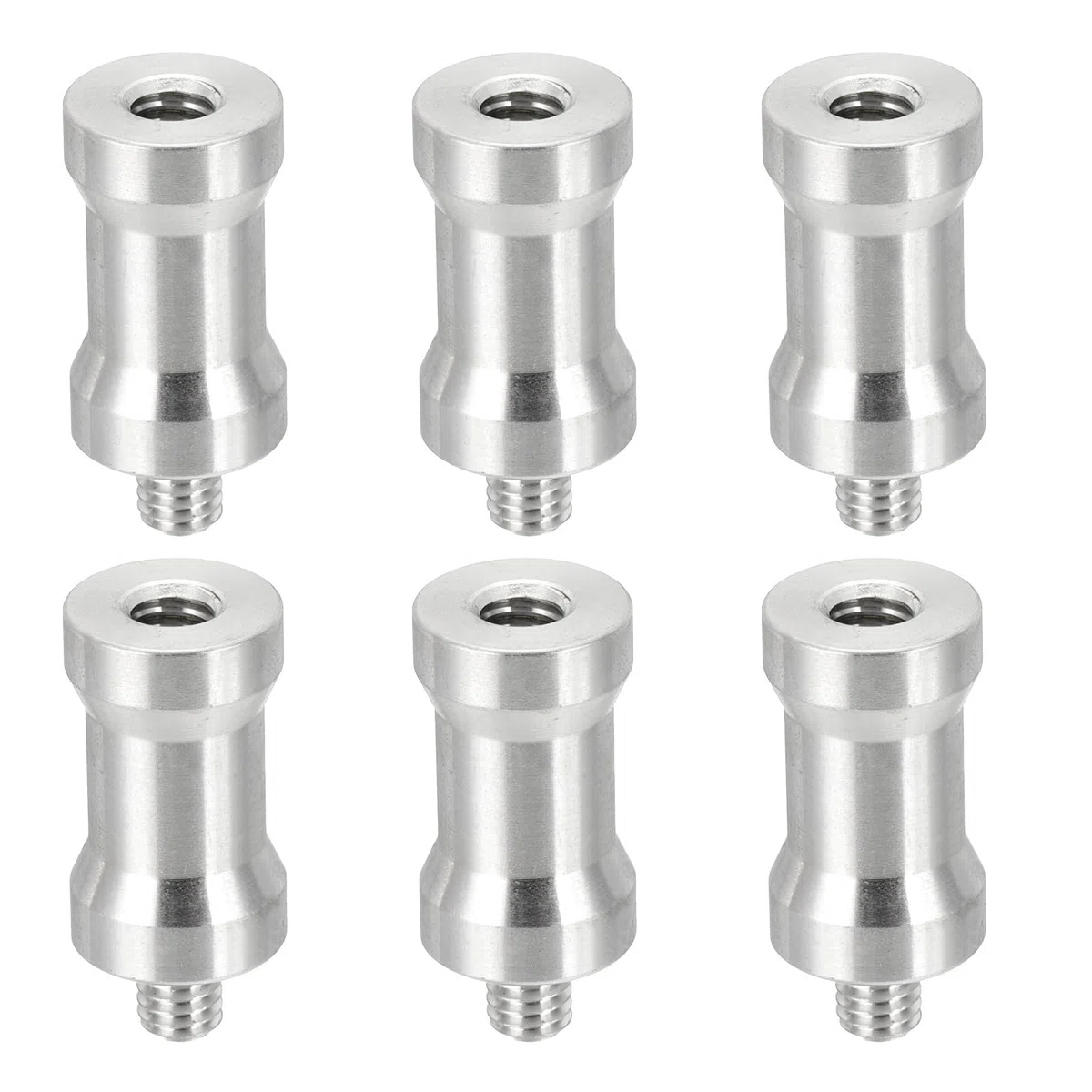PATIKIL Konwerter śrubowy do kamery 1/4" żeński na M6 męski, 6 sztuk, adapter do statywu, trzpień wrzecionowy do stojaka, Hot Shoe Cold Shoe, adapter z głowicą kulową, srebrny