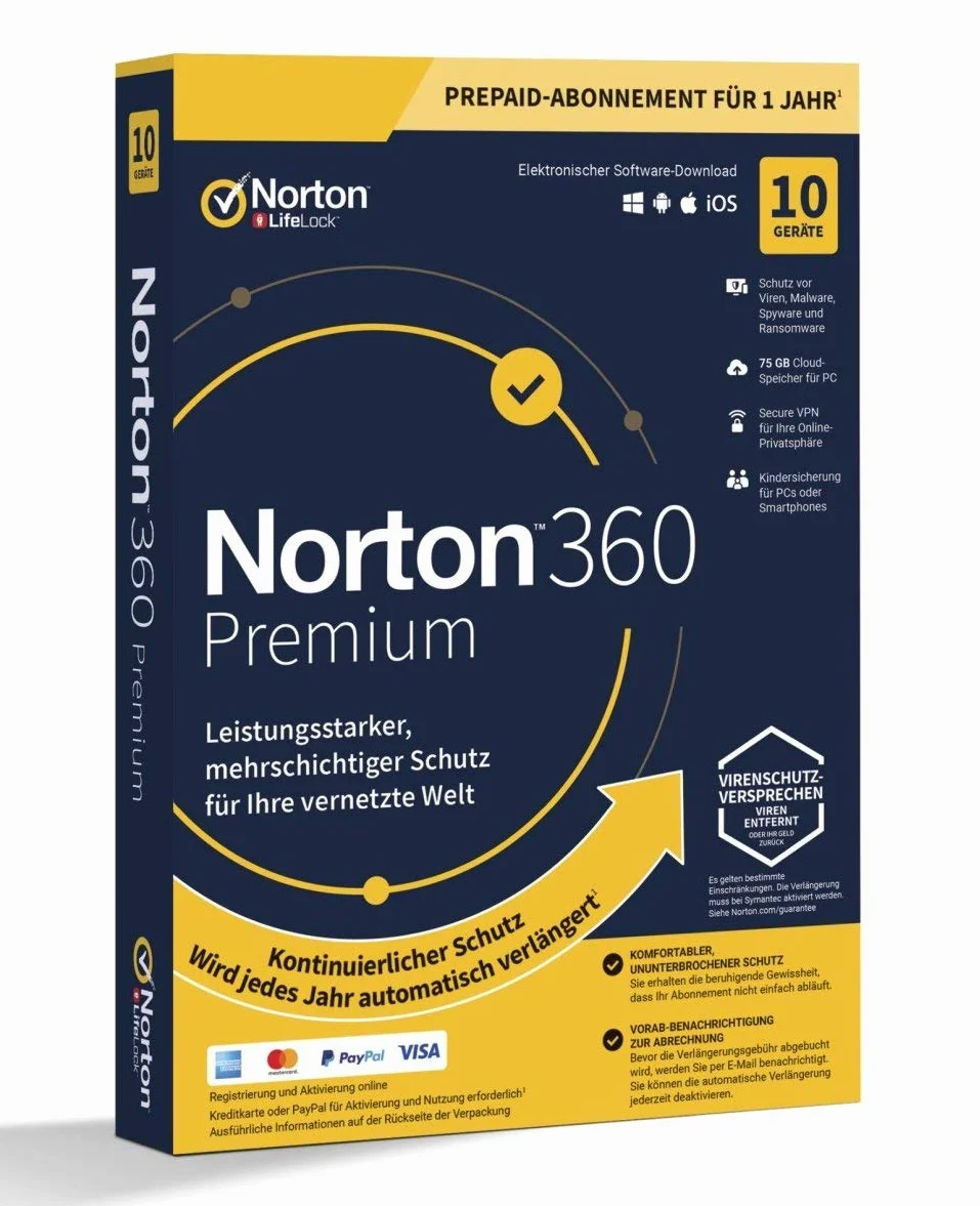 Norton 360 Premium - 75 GB Cloud Speicher - 10 Devices, 1 Year - ESD-Pobieranie ESD