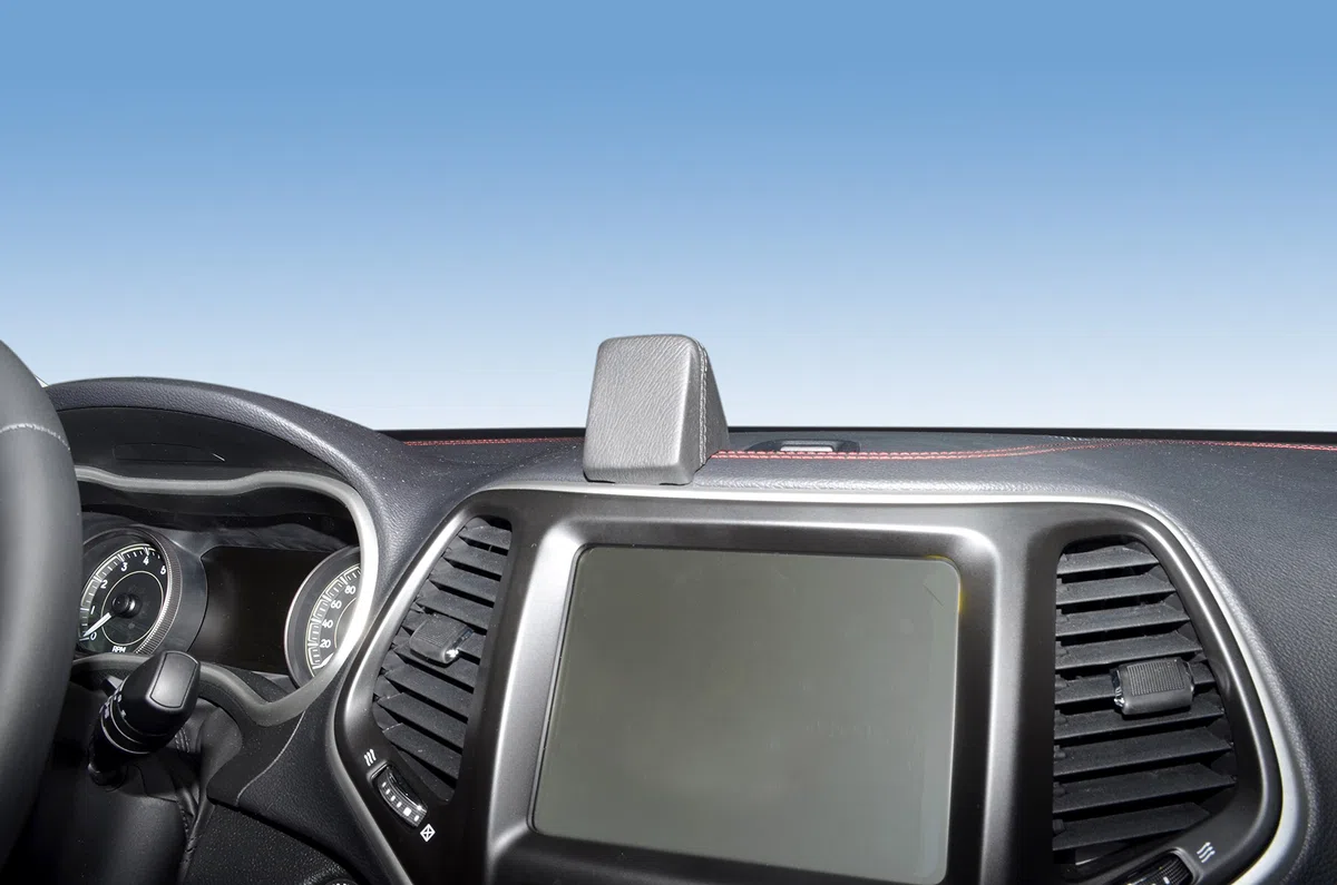 KUDA Uchwyt na telefon komórkowy pasujący do Jeep Cherokee od 10/2013 & Opel - konsola telefoniczna do smartfonów, telefonów komórkowych, nawigacji i wielu innych – konsola ze sztucznej skóry, czarna,