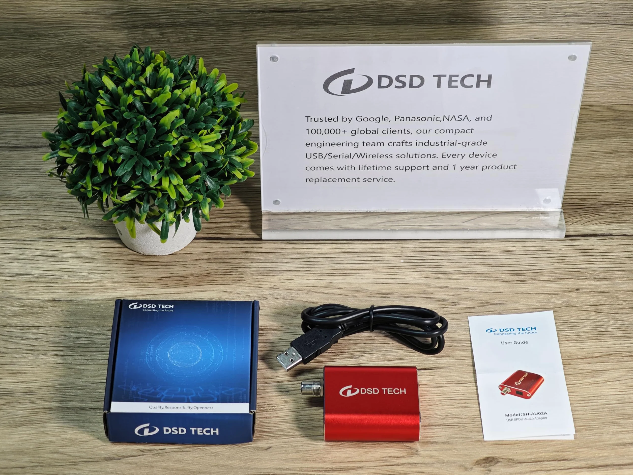 DSD TECH SH-AU02A Koncentryczny adapter audio SPDIF USB na TOSLINK 96K 24Bit