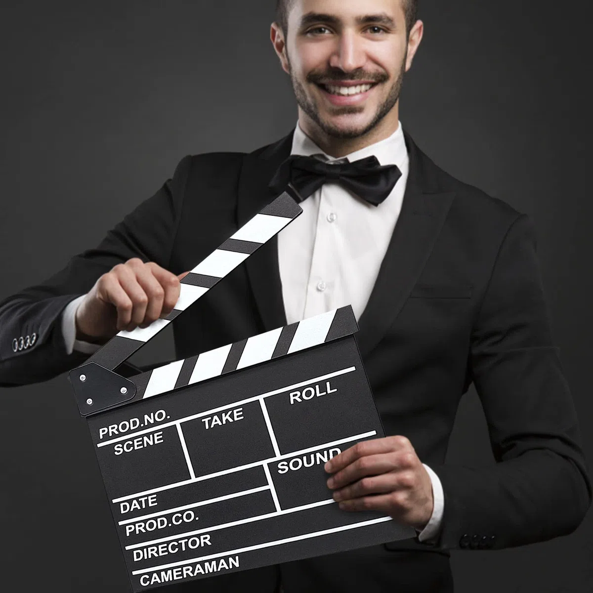Drewniany reżyser znak akcji rekwizyt film plastikowy klapek tablica reżyserska tablica filmowa cięcie scena akcji łupek