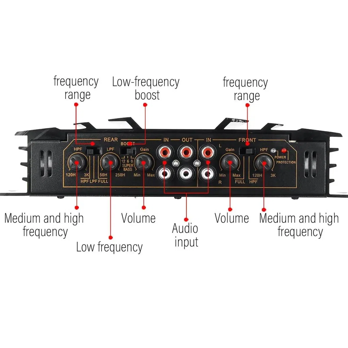 Wzmacniacz audio, 5800 Watt 4 kanałowy 12V wzmacniacz samochodowy samochodowy sprzęt audio wzmacniacz mocy samochodowy sprzęt audio wzmacniacz do samochodów wzmacniacz subwoofer