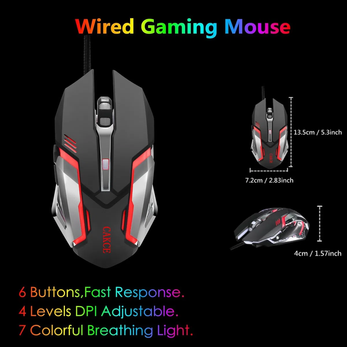 Klawiatura do gier RGB i kolorowa mysz, przewodowe podświetlenie LED USB mysz do gier i klawiatura do laptopa PC gier i pracy, blask liter, uczucie mechaniczne