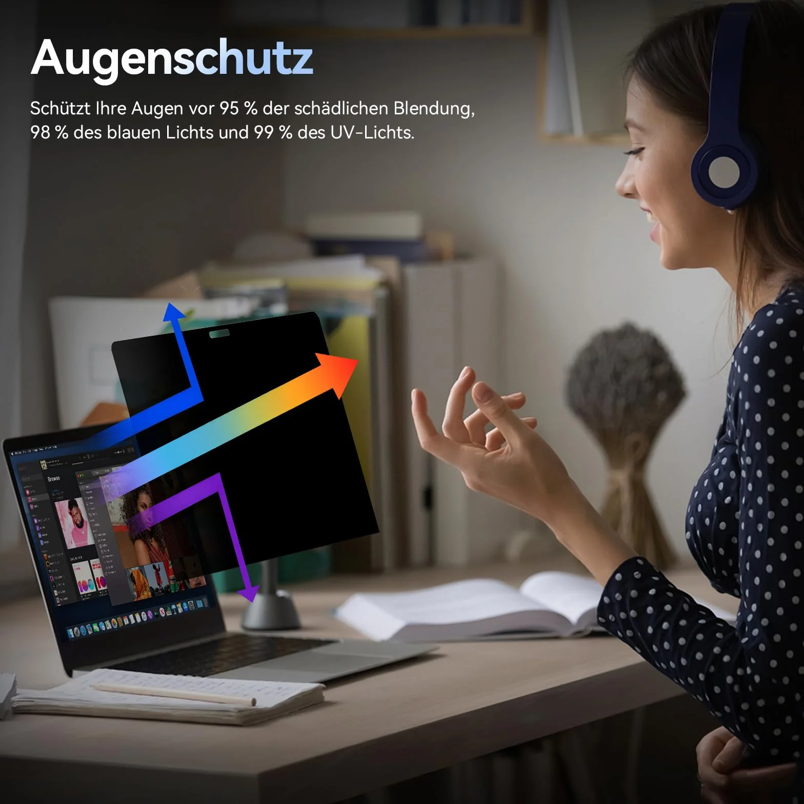 Filtr maskujący 360° do MacBook Air 13 (2018-2021, M1) i MacBook Pro 13 cali (2016-2022, M1, M2), ochrona przed niebieskim światłem