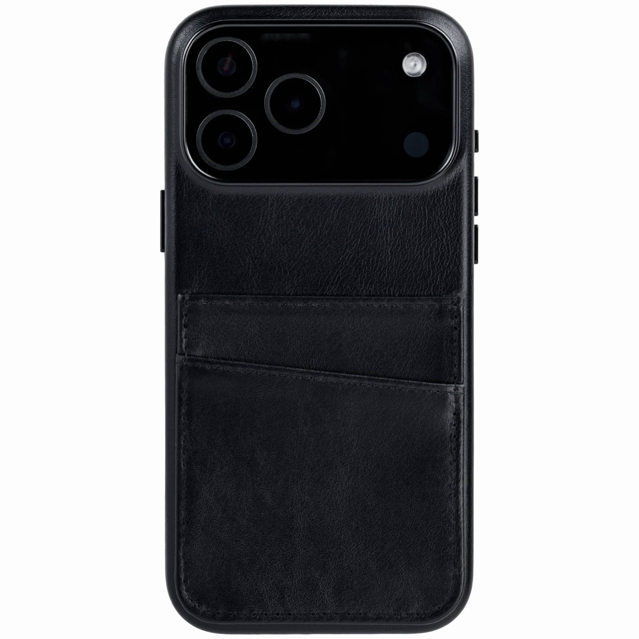 Dockem Etui na Karty ze Skóry Naturalnej dla iPhone 17 Pro Max z Przyciskiem Sterowania Aparatem i Uszyty Portfel z Dwoma Kieszeniami na Karty (Czarny, M2GL)
