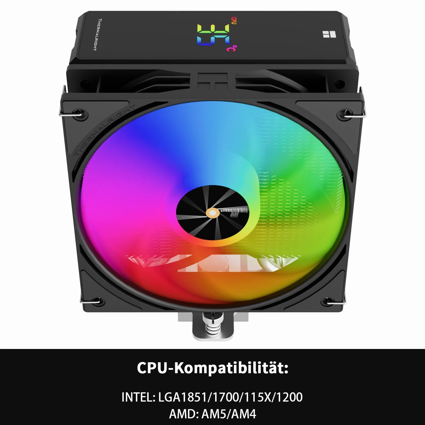 Thermalright Assassin X 120R cyfrowy procesor ARGB Black CPU, cyfrowy ekran Top Cover, TL-P12-S PWM Quiet Fan CPU, chłodzenie powietrza, obsługa AM4/AM5, Intel LGA1851/1700/1150/1151/1200