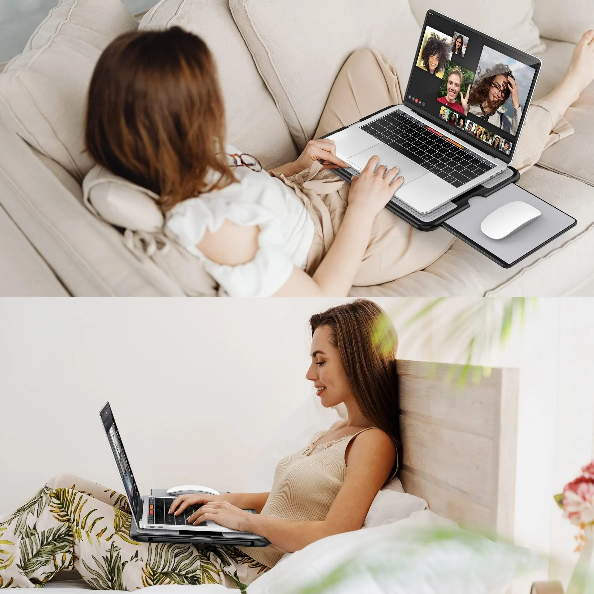 AboveTEK Przenośny stojak na laptopa z podkładką pod mysz - idealny do użytku w domu, biurze i na zewnątrz - szary