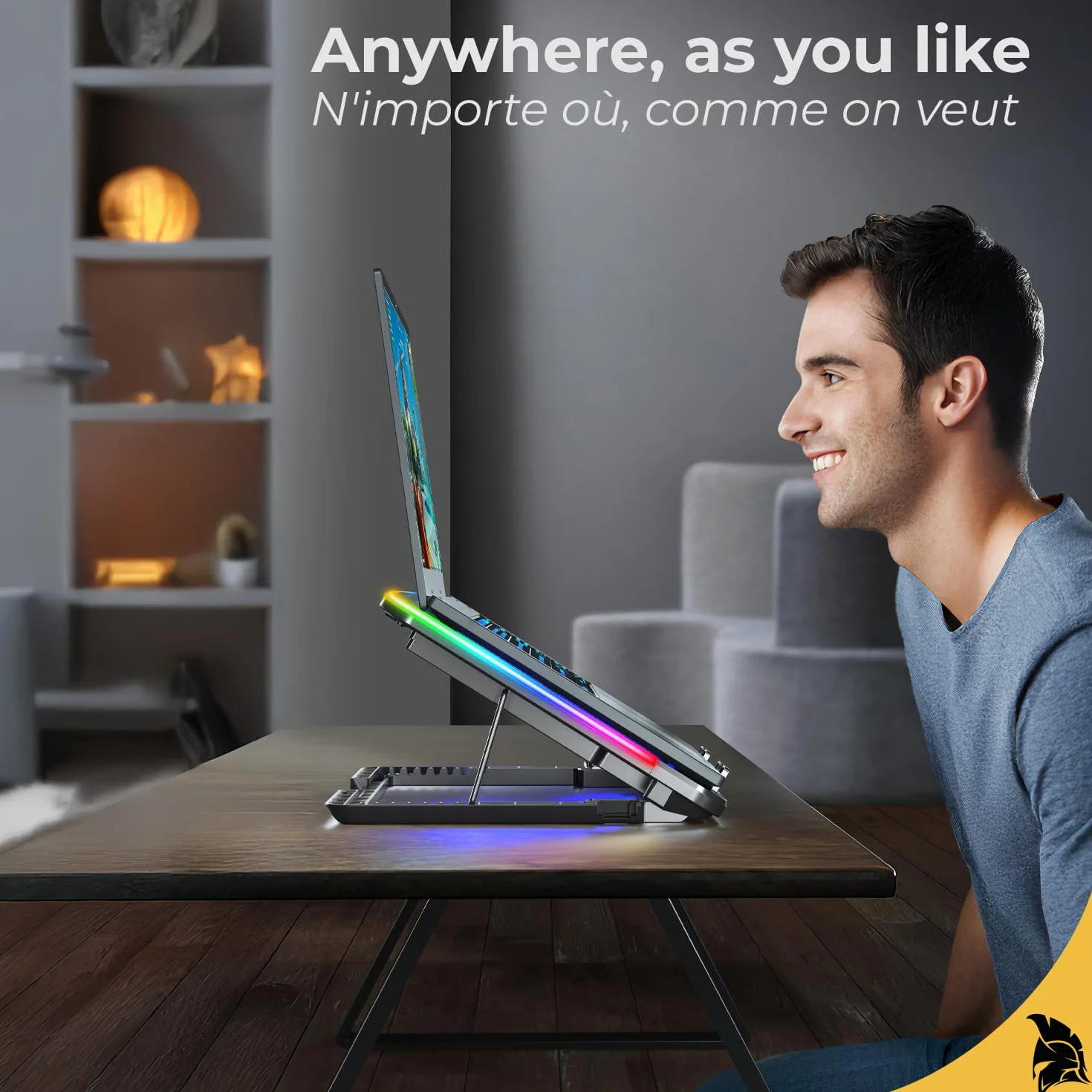 EMPIRE GAMING Guardian C600 chłodziarka do laptopa 12" do 15,6" – 6 wentylatorów – pokrętło prędkości, 7 trybów RGB, 5 regulowanych wysokości, zdejmowany uchwyt