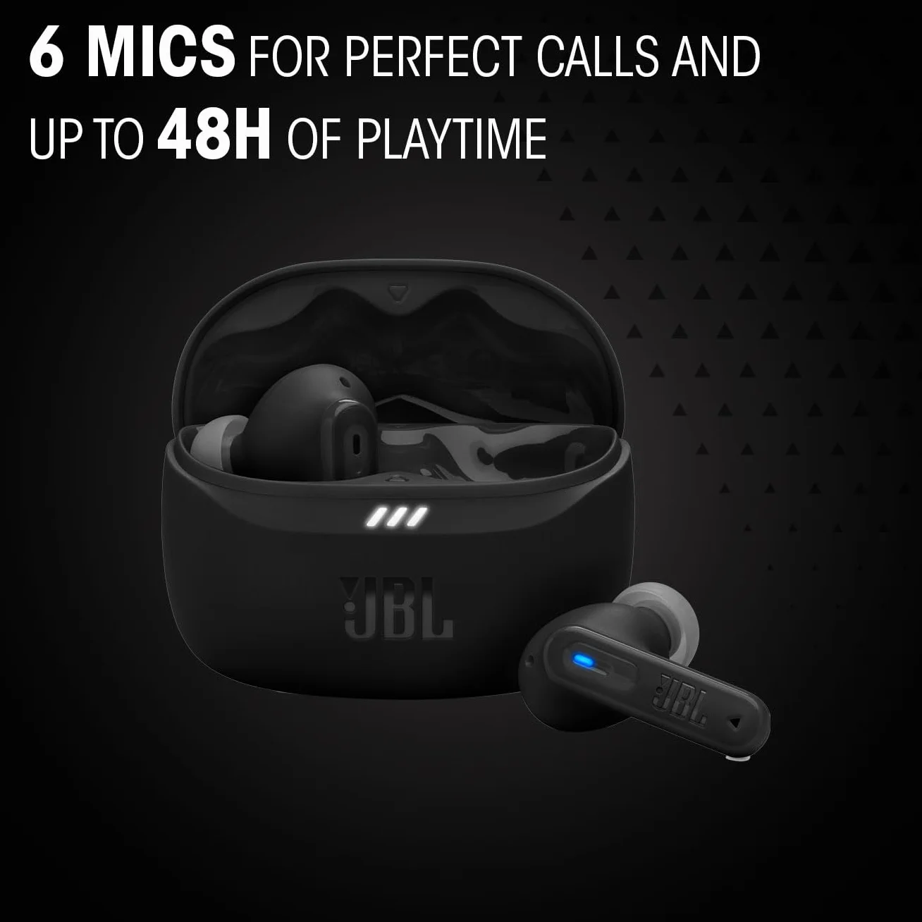 JBL Tune Beam Ghost 2, Bezprzewodowe Słuchawki Douszne, Black Ghost | Bluetooth z Redukcją Szumów i 48 H Odtwarzania na Baterii, Wodoodporne IP54, z Wielopunktowym Złączem i Zamkniętą Konstrukcją
