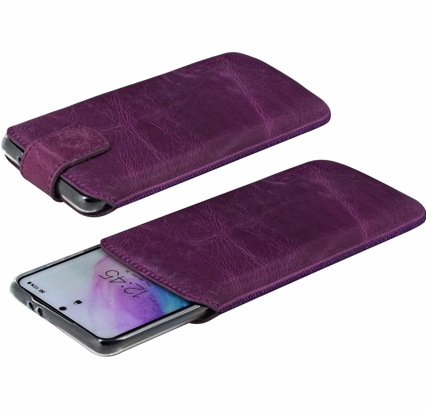 Suncase Prawdziwy skórzany pokrowiec etui kompatybilne z Sony Xperia 1 VII Wymiary wewnętrzne: ok. 166 x 78 x 15 mm (pasuje do dodatkowego grubszego silikonu Case/Bumper/Backcover) w kolorze antycznym