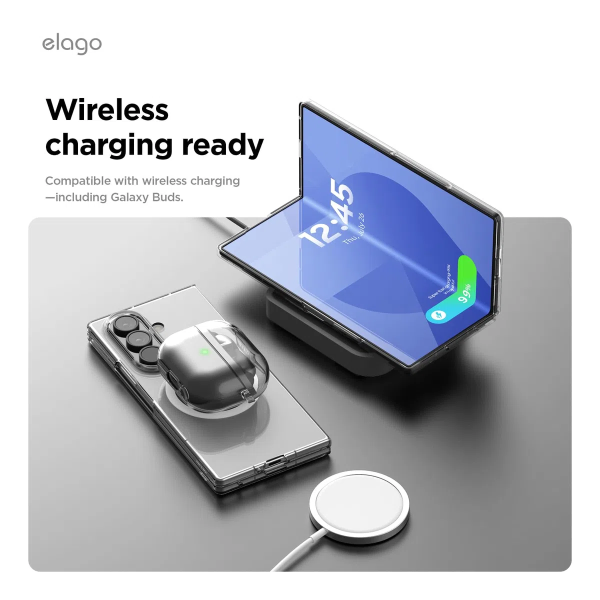 elago Magnetyczne przezroczyste etui Samsung Galaxy Z Fold 7 MagSafe, PC, zderzak odporny na wstrząsy