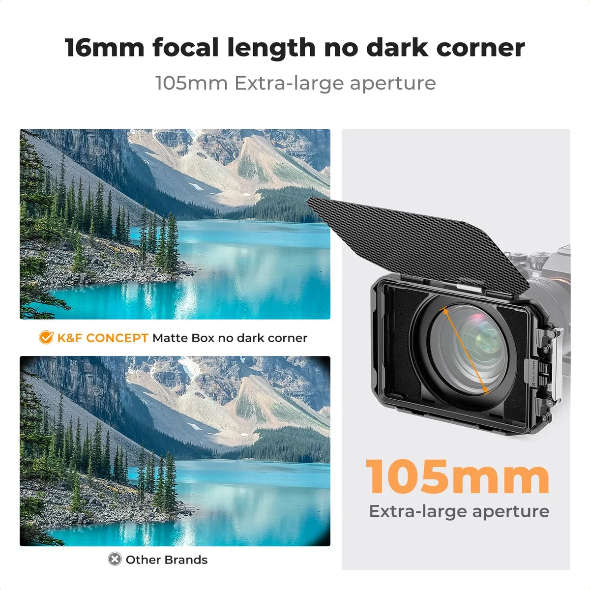 K&F Concept Zestaw Matte Box z filtrem ND4 ND32 4 x 5,65 do lustrzanek cyfrowych i aparatów bezlusterkowych, kompatybilne z obiektywami 67 mm/72 mm/77 mm/82 mm/95 mm