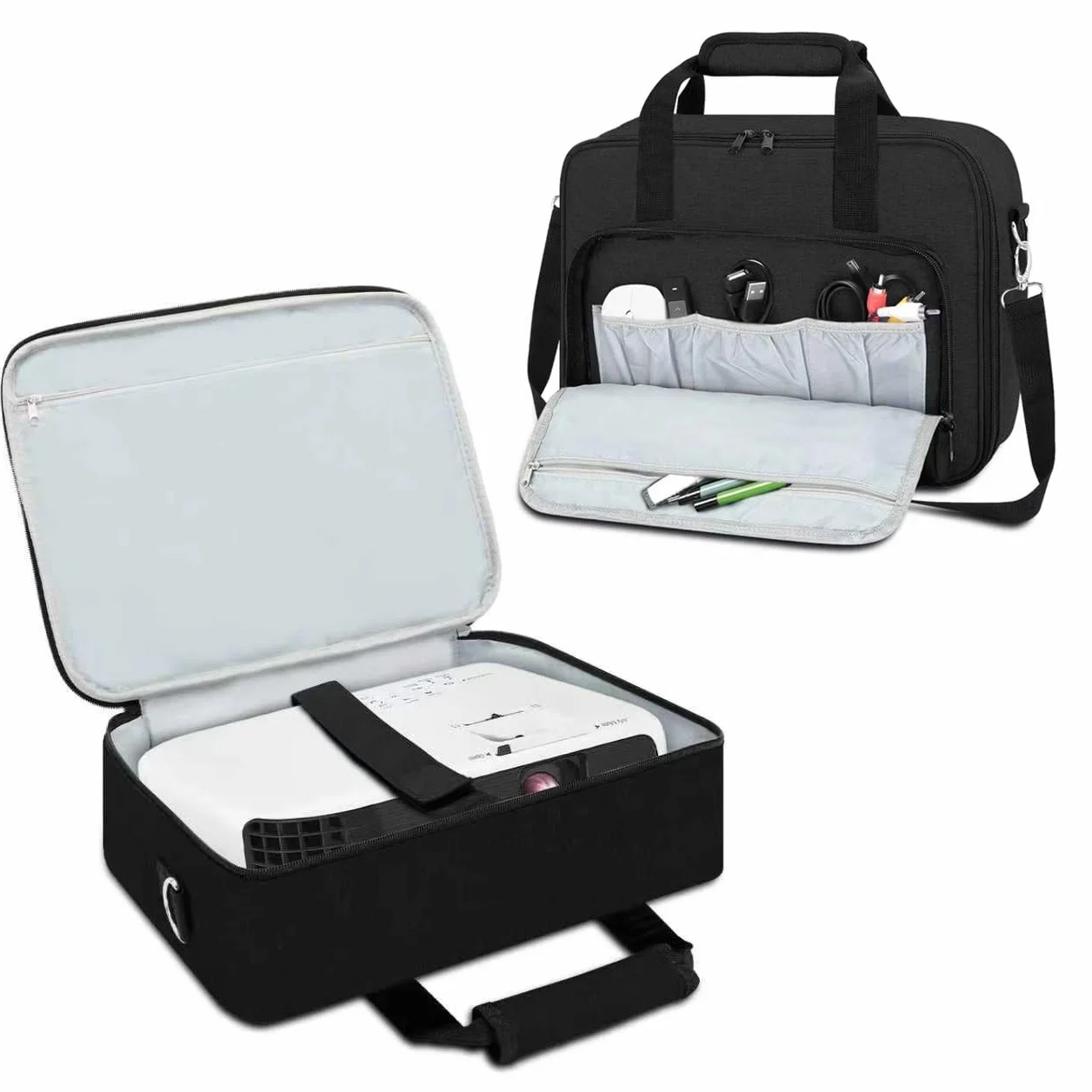 Torba do projektora czarna kompatybilna Epson BenQ ViewSonic regulowane paski na ramię