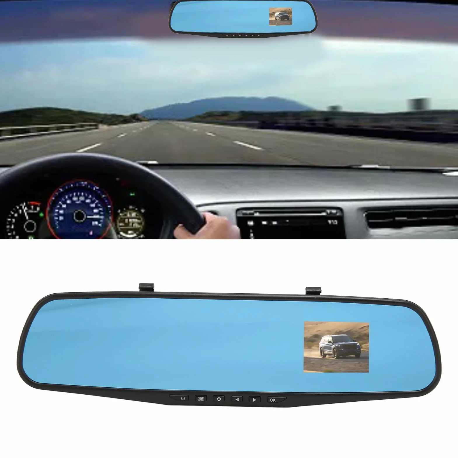 Kamera w Lusterku Wstecznym, Kamera Samochodowa w Lusterku Wstecznym z Ekranem LCD 2,4 Cala 1080P Rejestrator Jazdy Pojazdu dla Samochodu Ciężarowego SUV