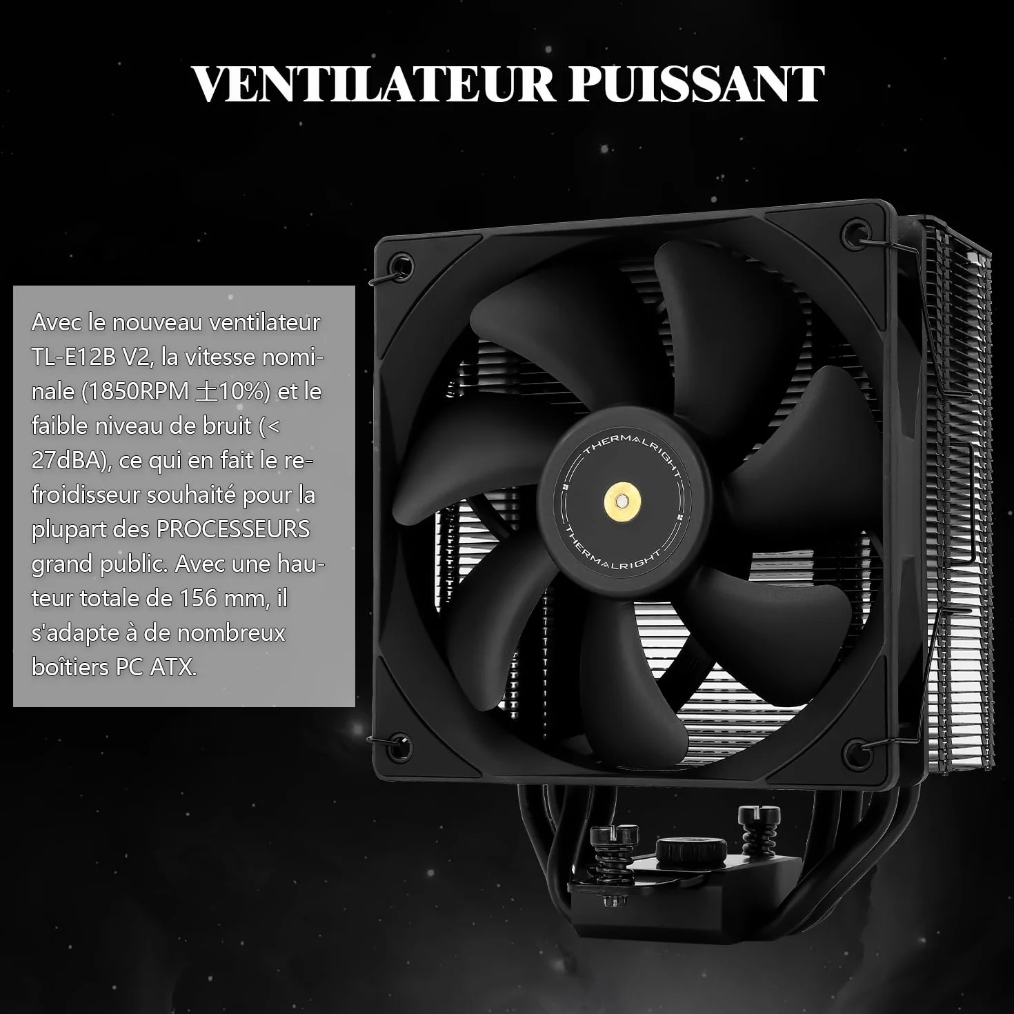 TR Assassin Spirit 120 EVO DARK CPU Cooler czarny, 120 mm PWM Cichy wentylator CPU Cooler, AGHP 4th Technology, obsługa Intel LGA1700/1150/1151/1200, AMD AM4 AM5, chłodzenie komputera