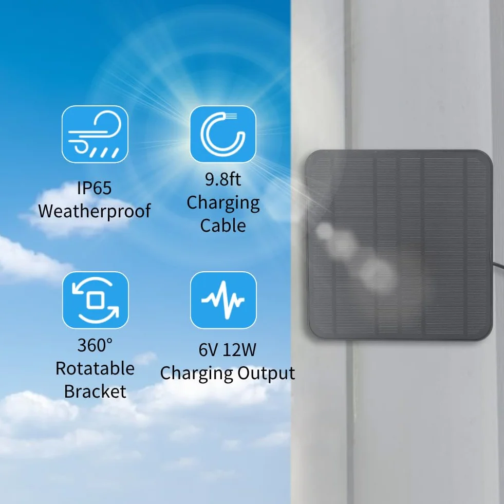 Ring Panel Słoneczny 12W Ładowarka do Kamery Stick Up Cam Bateria 2. i 3. Generacji IP65