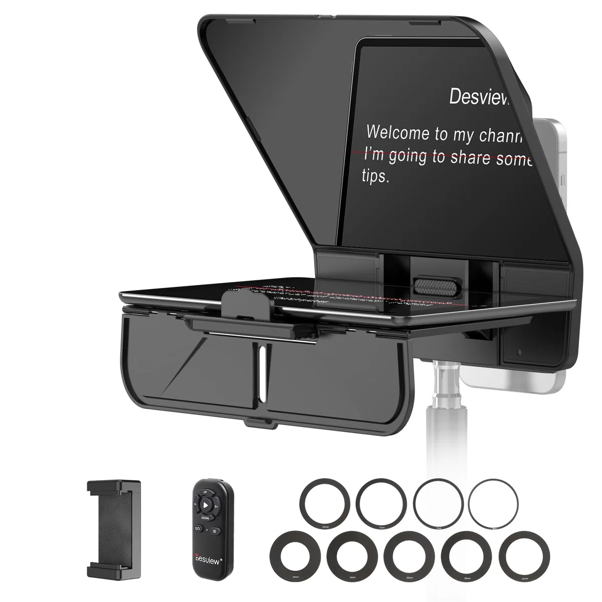 Desview T5 Teleprompter do smartfonów, tabletów, kamer DSLR z pilotem zdalnego sterowania Bluetooth i aplikacją, do 11 cali, kompatybilny z iPhone, Android, kamerą, transmisją na żywo, nagrywaniem