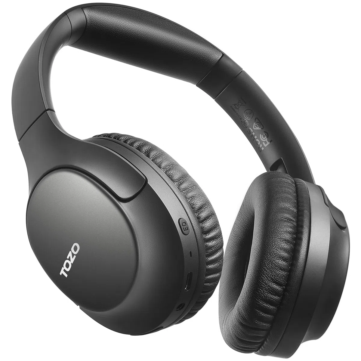 TOZO HA1 Słuchawki nauszne Bluetooth 5.4, czas odtwarzania 70 godzin z mikrofonem, składany, bezprzewodowy zestaw słuchawkowy, głęboki bas, dźwięk stereo, konfigurowalny tryb muzyczny 32 EQ za pomocą
