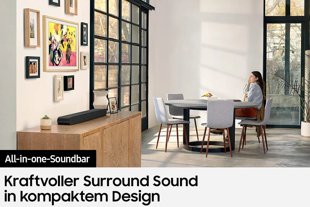 Samsung HW-S56B 3.0-kanałowy soundbar S (model niemiecki), bezprzewodowy Dolby Atmos 5.0 / DTS Virtual:X, Q-Symphony, wbudowany głośnik centralny [2022]
