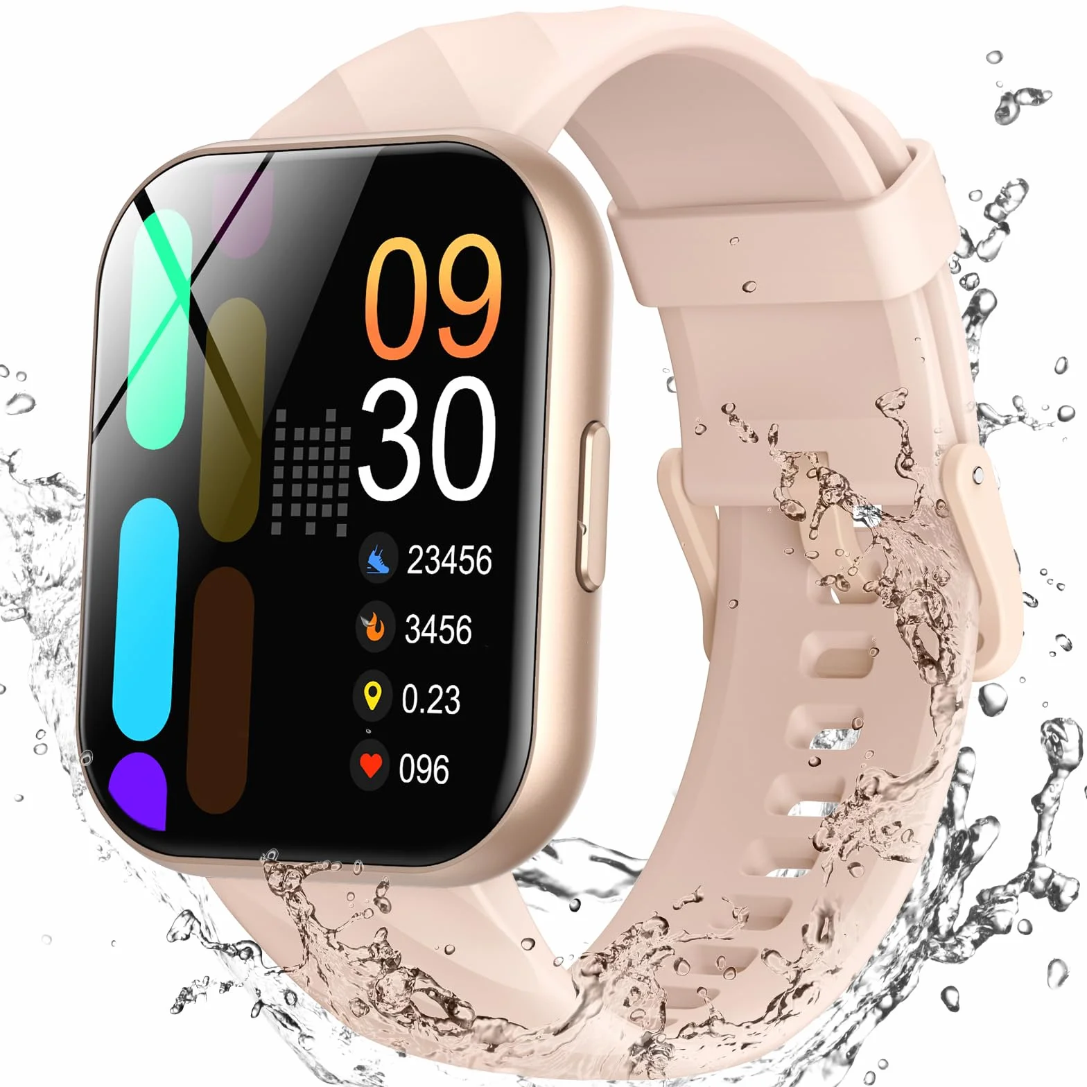 Parsonver Zegarek Smartwatch dla kobiet, 5ATM wodoodporny zegarek do pływania, 1,8" ekran HD, zegarek fitness z 100+ trybami sportowymi, monitorowanie tętna oraz snu, dla Androida i iOS, różowe złoto