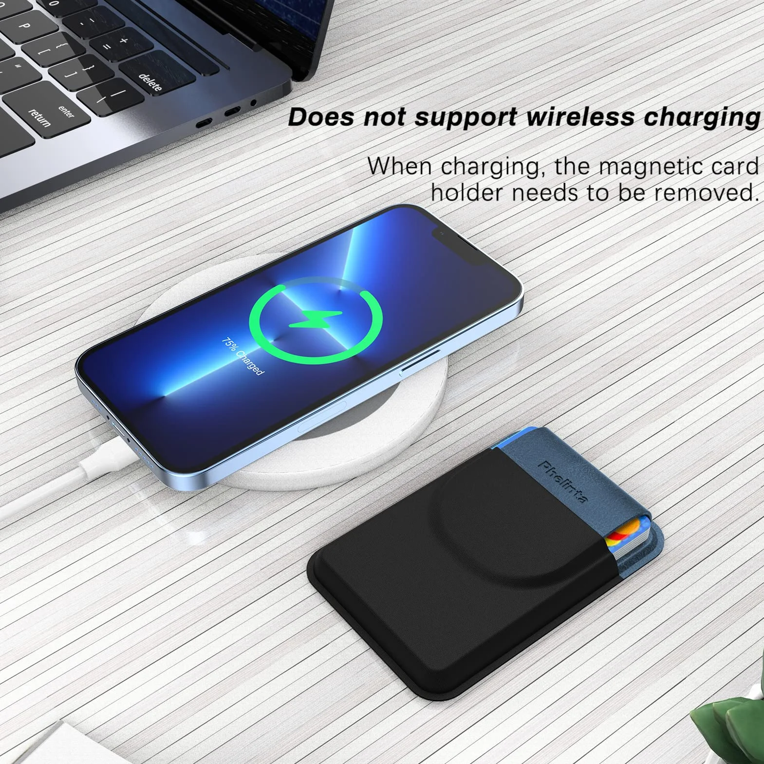 Phelinta Magnetic Wallet Kompatybilny z MagSafe Wallet dla iPhone 17/Air/16/15/14/13/12 Serii, Magnetyczny Portfel na Karty Kredytowe z Klapką, Przechowuj 5 Karty
