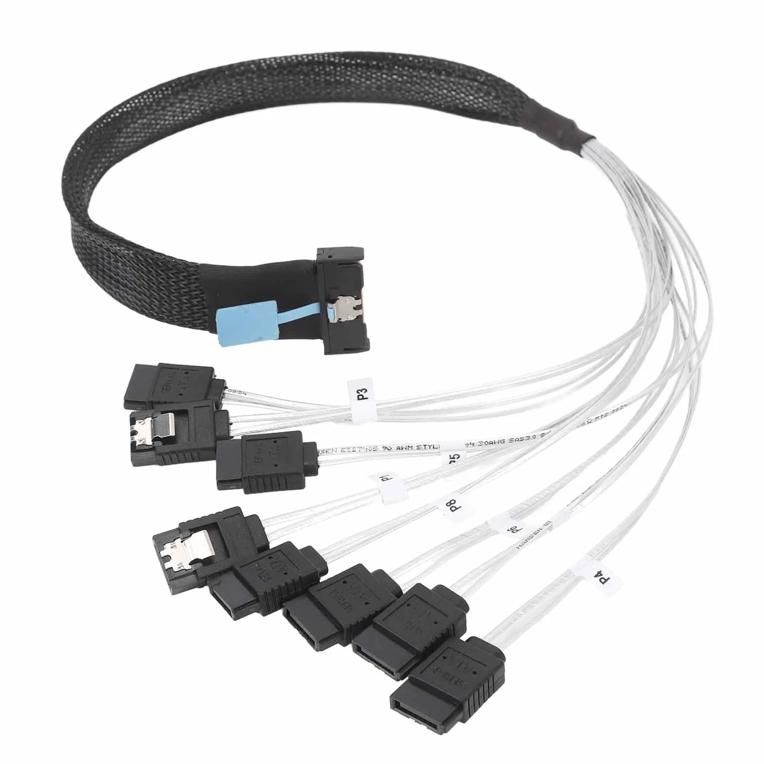 Kabel MCIO 8i do 8xSATA3.0 50 cm 19,69 Cala 32 GT S 8 Kanałów do Transmisji Danych Serwera