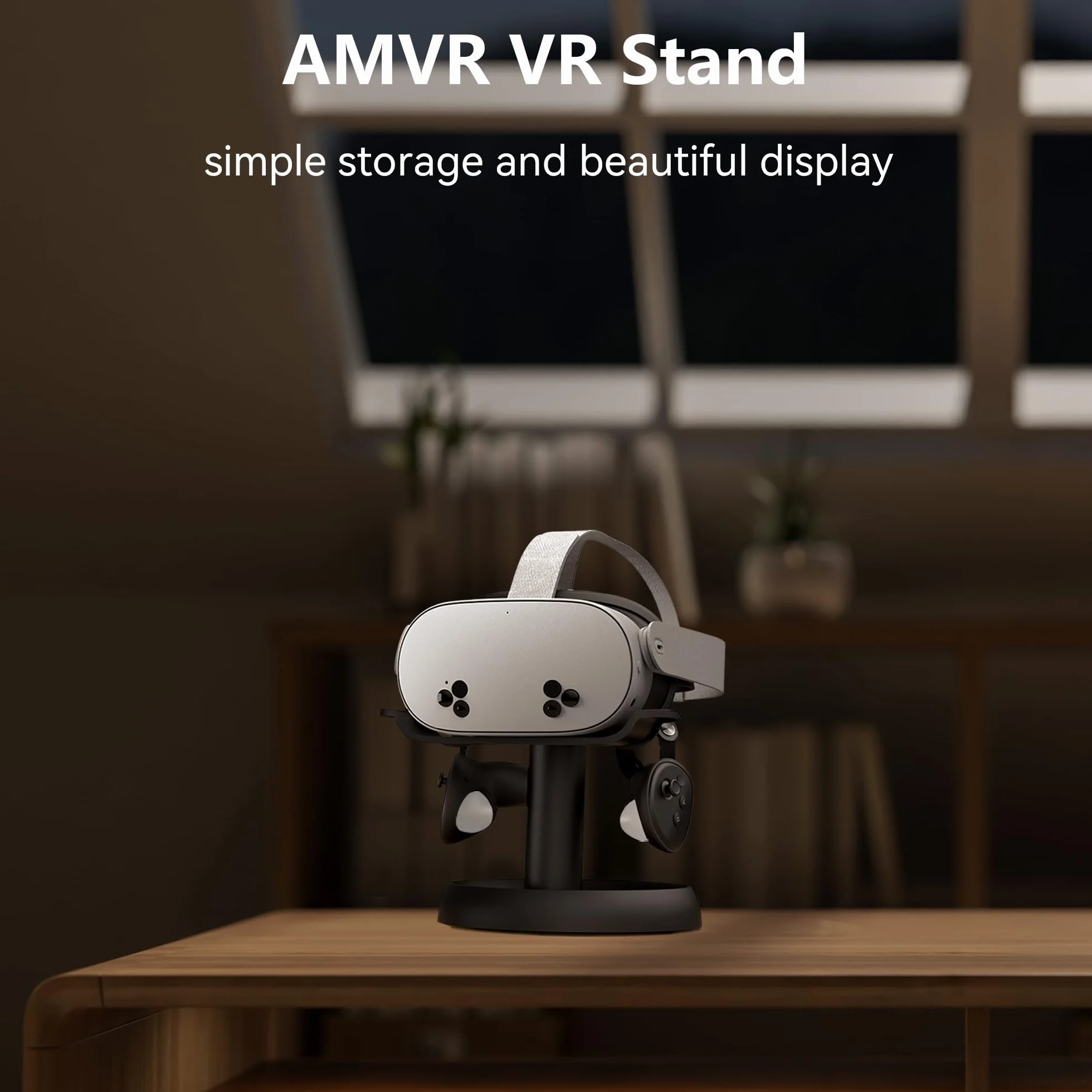 Stojak AMVR Kompatybilny z Meta Quest 3/2, Pico 4, Vision Pro, PSVR 2 - Uniwersalna Stacja Dokująca do Przechowywania Słuchawek VR, Stabilna Okrągła Podstawa