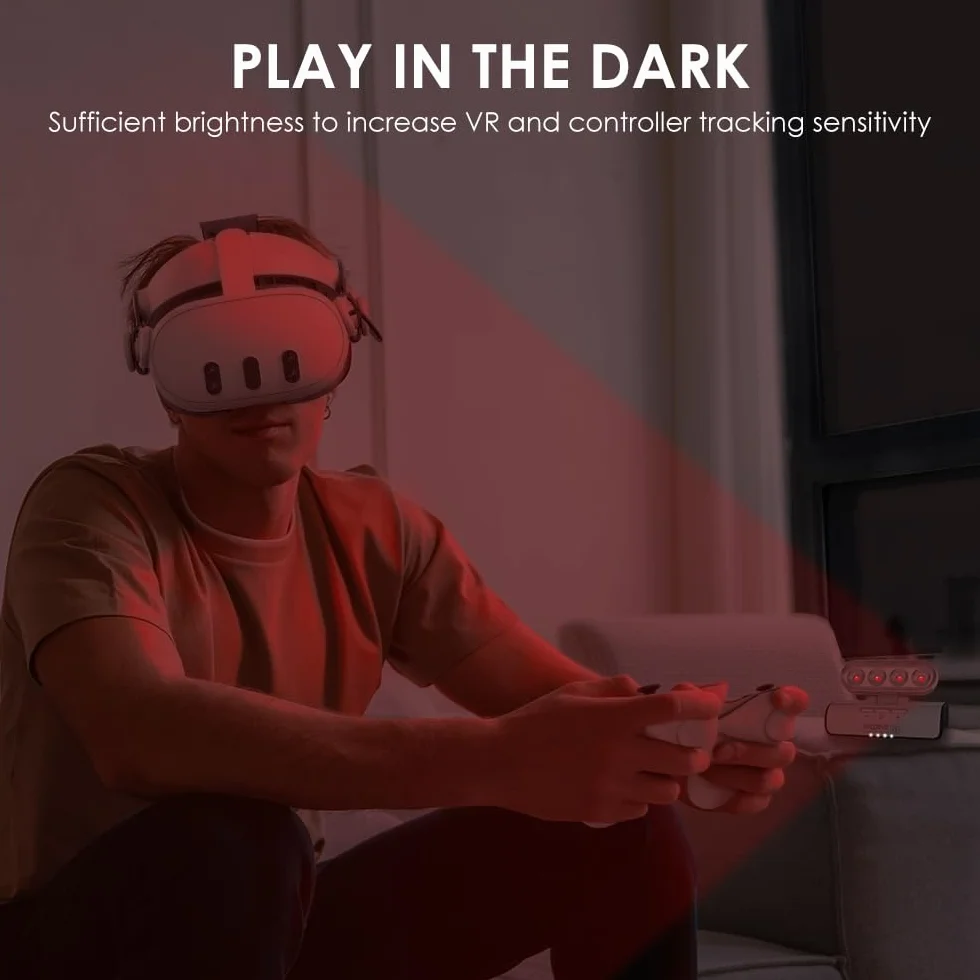 kkcobvr i3 Oświetlenie IR, światło podczerwone, kompatybilne z Quest 3S Quest 3 Quest 2 Vision Pro QuestVR PSVR, śledzenie czujników w ciemności, antyzakłócenia No-Light, zwiększa widoczność