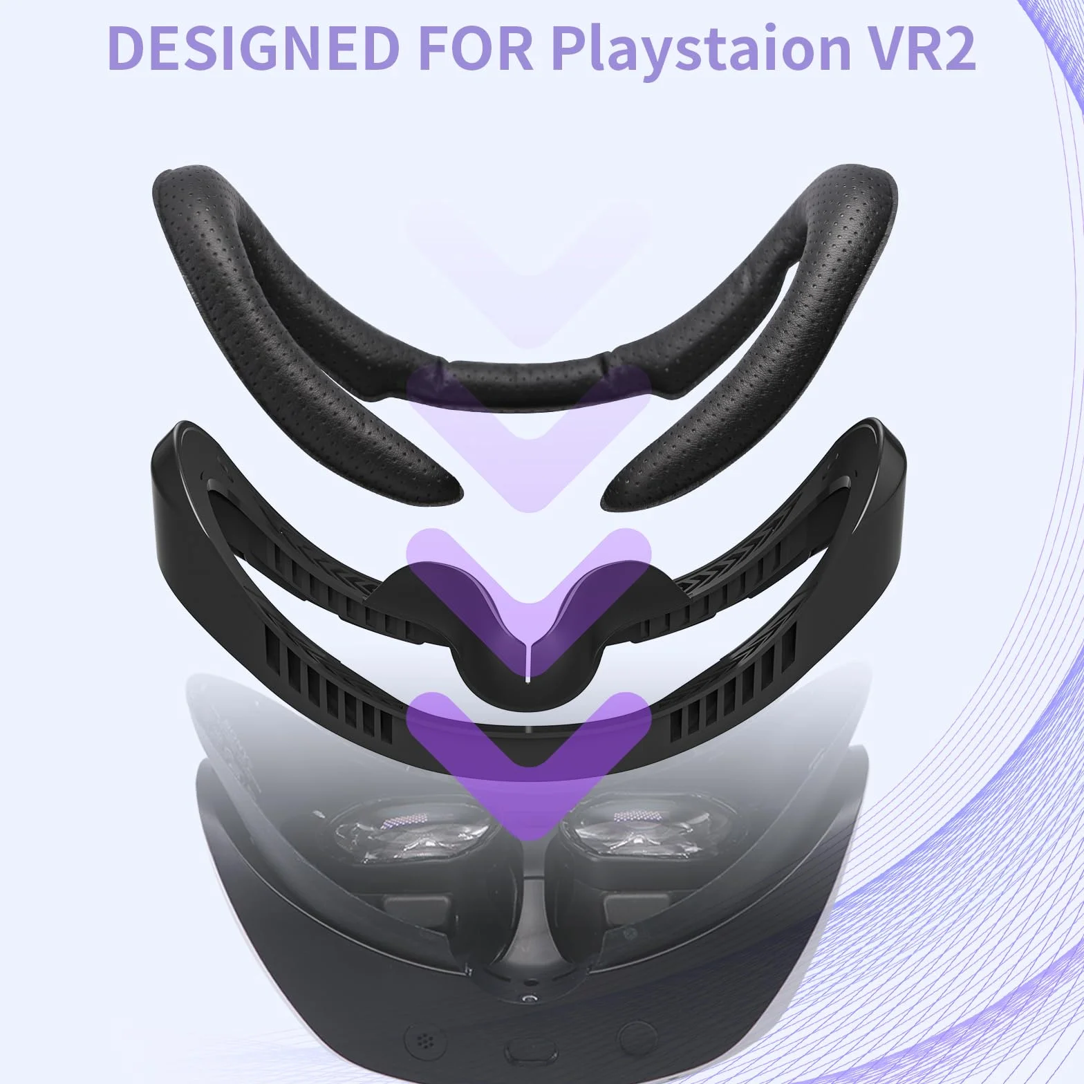 AODELAN Podkładka VR do Playstation VR2, oddychające otwory, skóra, akcesoria ochronne VR, osłona twarzy VR, poduszka, zamiennik interfejsu twarzy, kompatybilna z PS-VR2