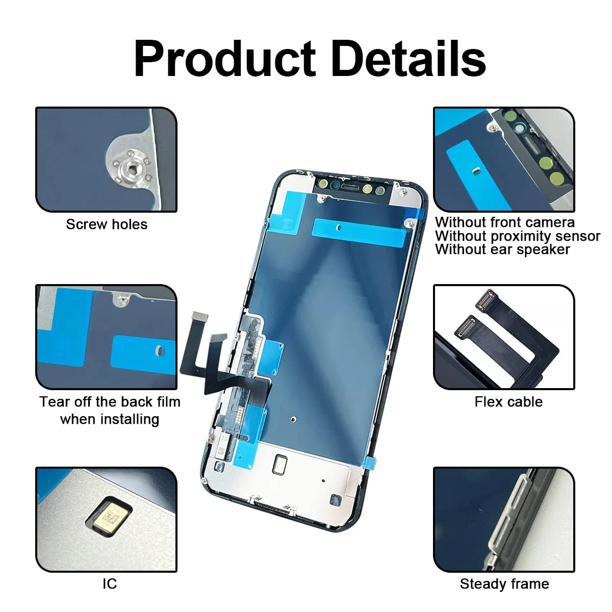 Dinow iPhone 11 wyświetlacz do iPhone 11, wyświetlacz 6,1", iPhone 11, iPhone 11, zestaw naprawczy z zestawem naprawczym, kompatybilny z modelami A2111, A2223, A2221