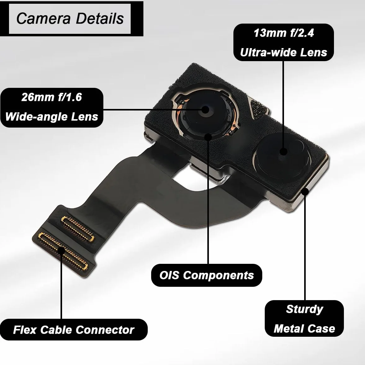 Tylna kamera do iPhone'a 12 6,1 cala 12 MP HD Smart HDR moduł z dwoma obiektywami zamiennik