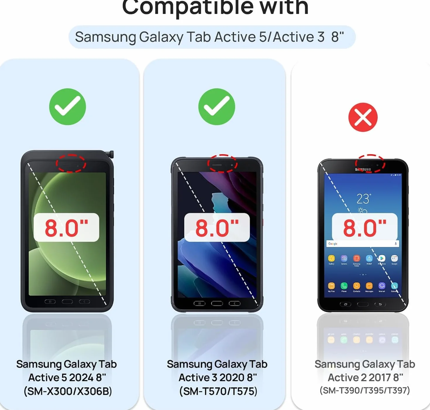 Gerutek Etui do Samsung Galaxy Tab Active 5/Active 3 2024/2020 8 cali, odporne na uderzenia etui do Tab Active 5 z obrotowym o 360° stojakiem, uchwyt na rękę/pasek na ramię, etui do Samsung Tab Active