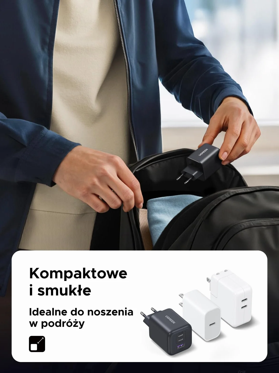 UGREEN 45W ładowarka USB C 3-portowa szybka ładowarka PPS 25W zasilacz PD ładowarka GaN adapter kompatybilny z Galaxy S25 Ultra, S24, iPhone 16 Pro Max, MacBook Air, iPad, Tab A8, Pixel 9, HomePod