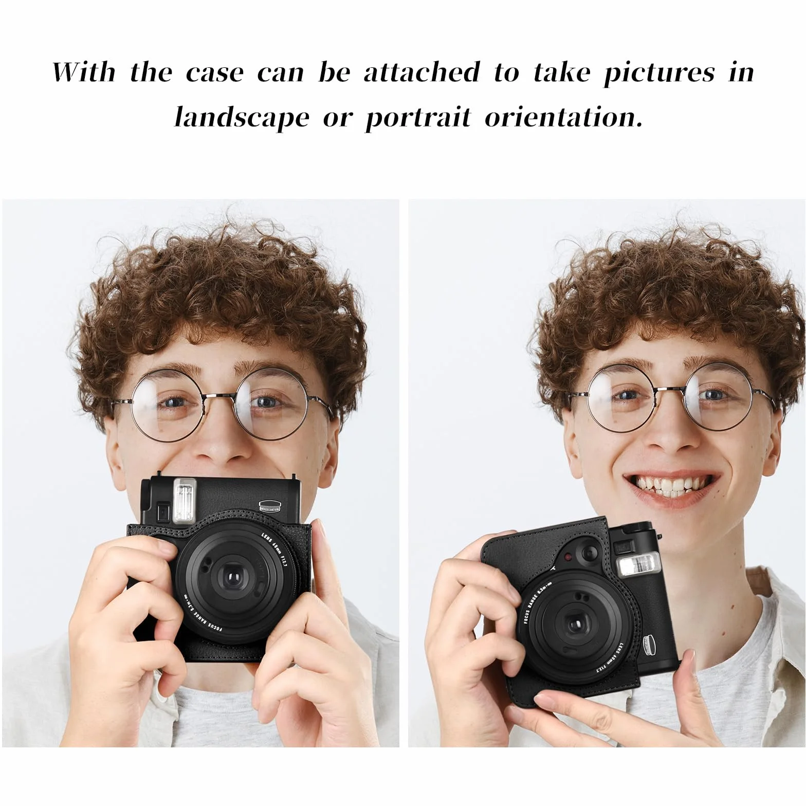 Rieibi Etui na aparat do Instax Mini 99 - Etui ochronne ze skóry PU do aparatu Fujifilm Instax Mini 99 - zdejmowane etui z zapięciem na rzepy - czarne