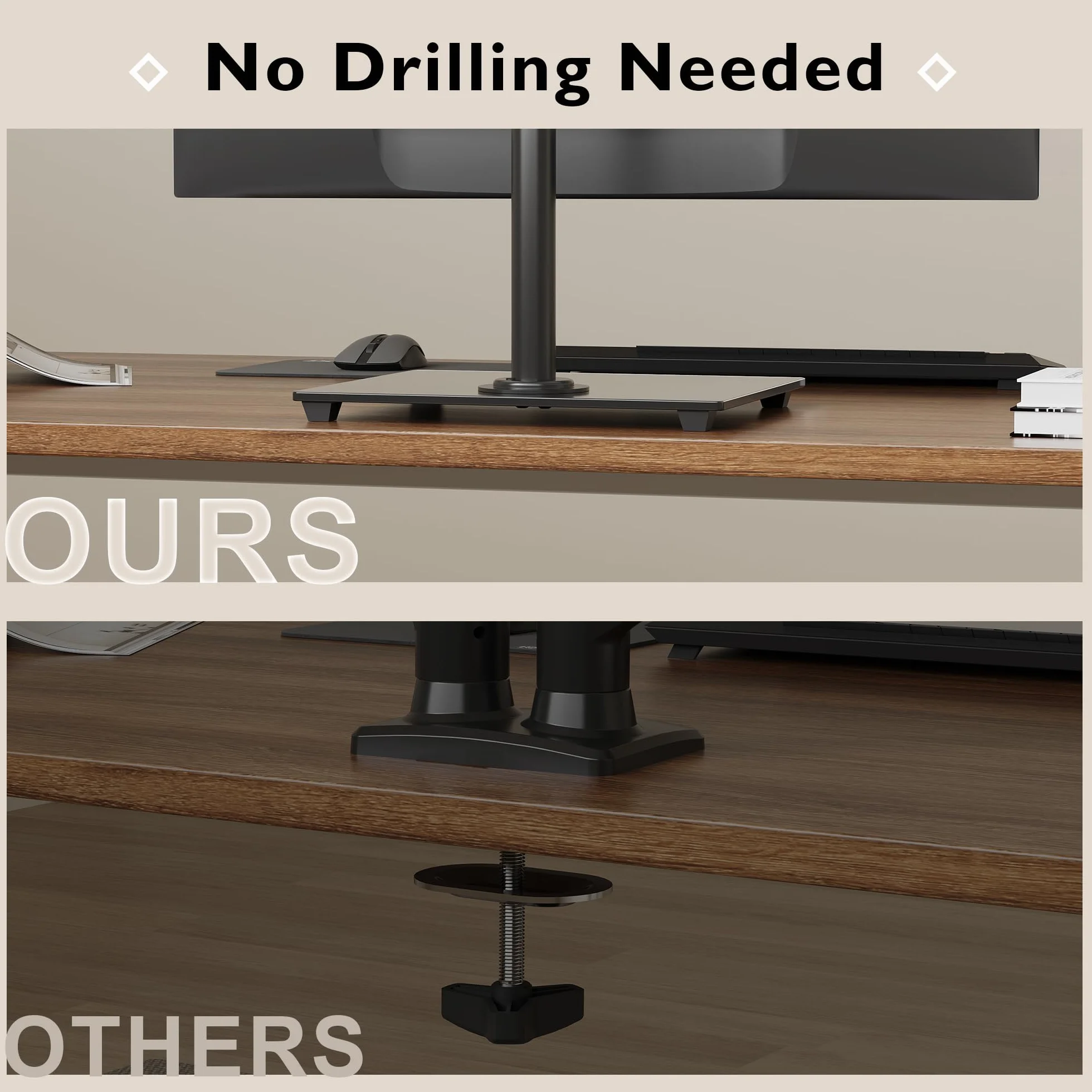 BONTEC Uchwyt na Monitor 13-32" Curved/Flat, VESA 75x75/100x100mm, Regulacja Pochylenia ±75°, Obrót 360°, Do 10 kg