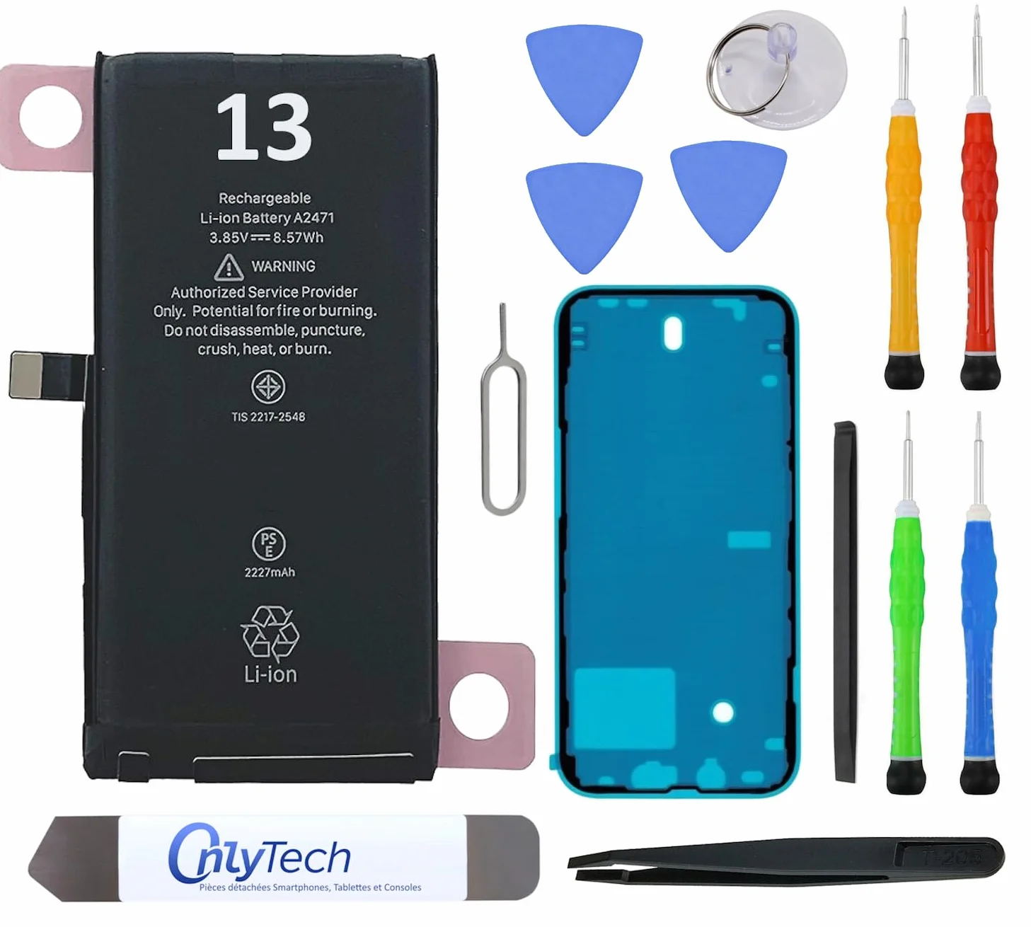 Wymienna bateria premium do iPhone'a 13-3227mAh, identyczna z oryginałem, zestaw 12 profesjonalnych narzędzi i samoprzylepny ekran w zestawie