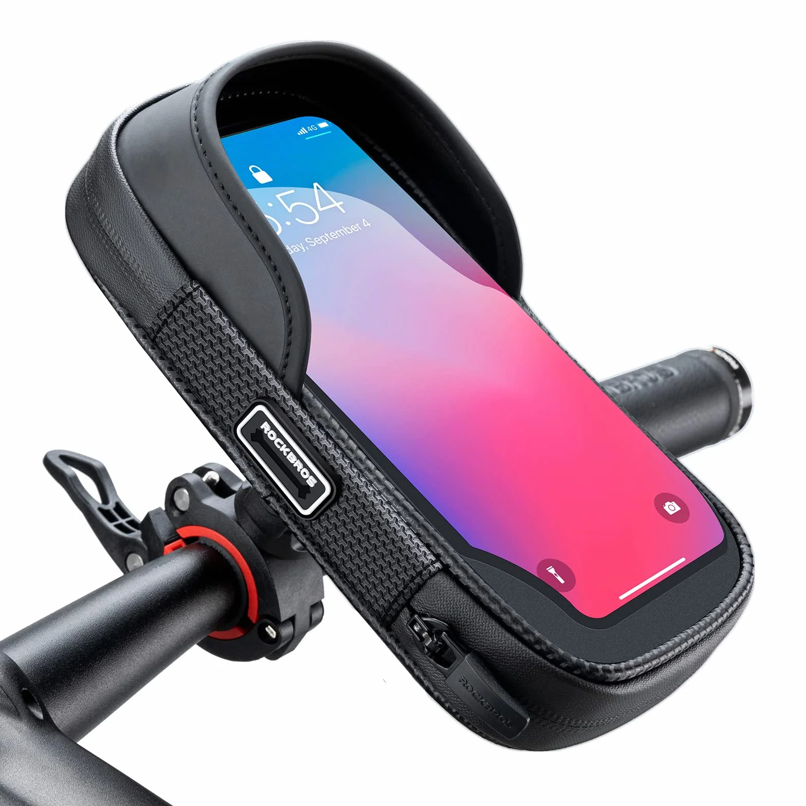 ROCKBROS Uchwyt na telefon komórkowy, torba rowerowa, wodoszczelna torba na kierownicę, obracana o 360°, do smartfonów o przekątnej ekranu 6,7", uchwyt na telefon komórkowy
