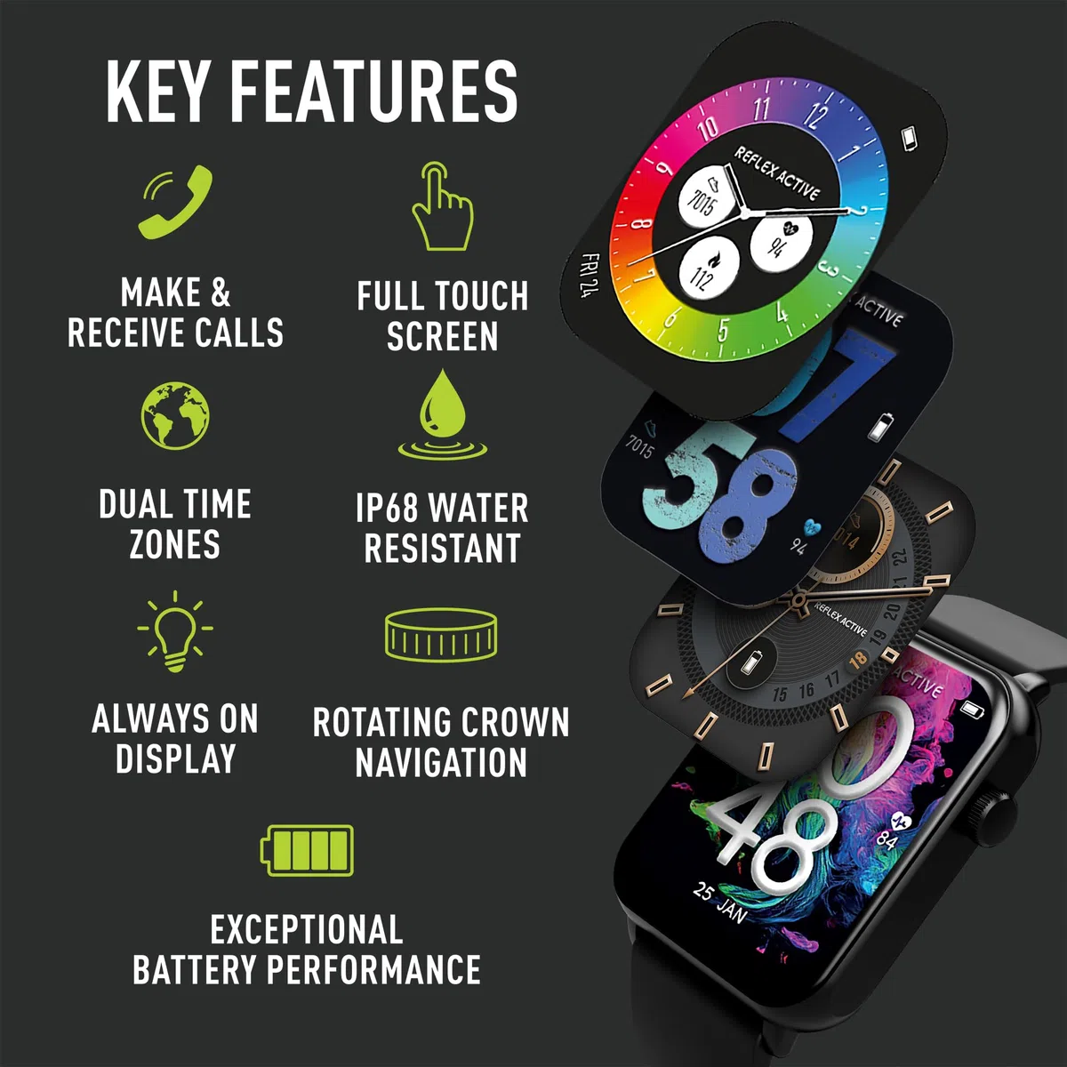 Reflex Active Amoled Seria 30 1,78'' Ekran zawsze włączony 30 Czarny Smartwatch