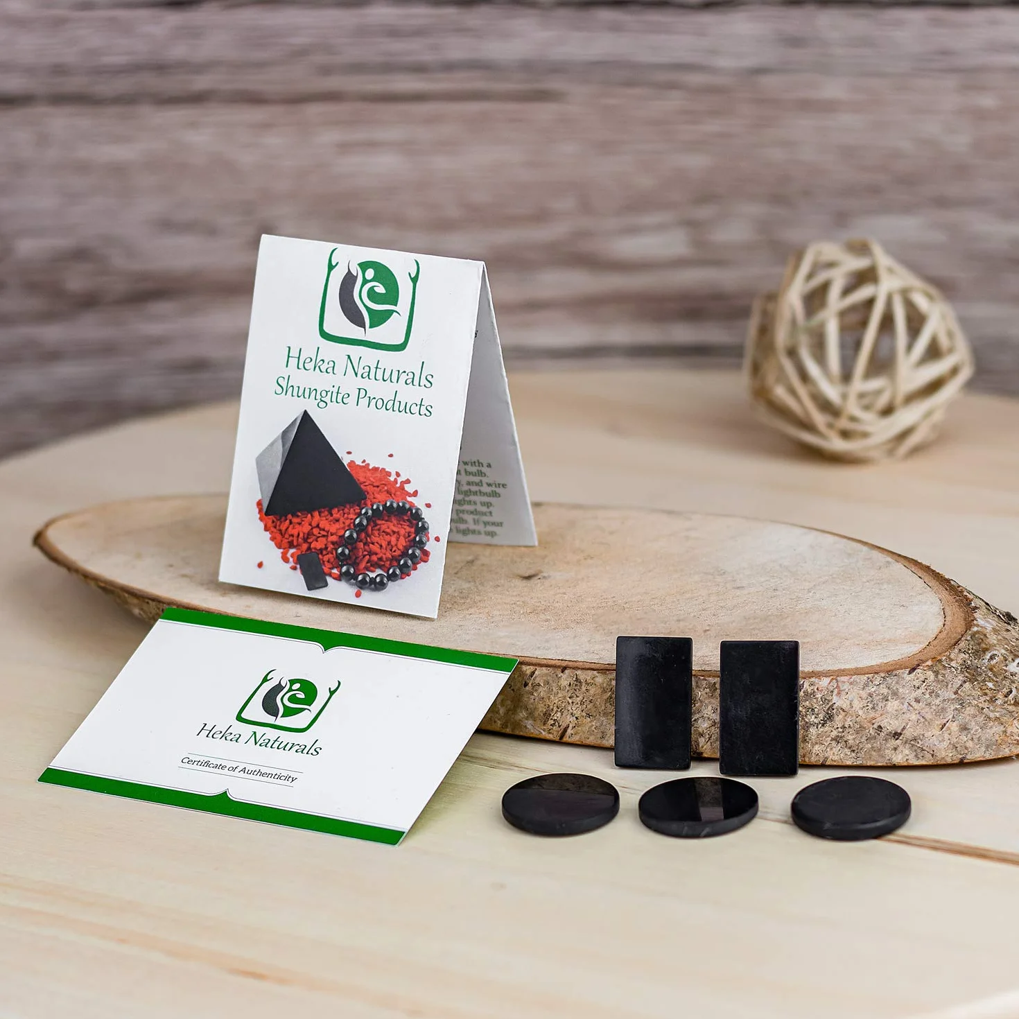Heka Naturals Shungite Płyty do telefonów komórkowych, naklejki antypromieniowe wykonane z shungitu do użytku na telefonie komórkowym i innych urządzeniach elektronicznych (Circle)