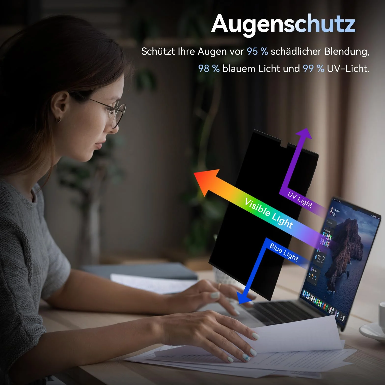Filtr prywatyzujący do MacBook Air 13,6/13" (2022-2025, M2, M3, M4), MagicSuction, antyodblaskowy, ochrona prywatności