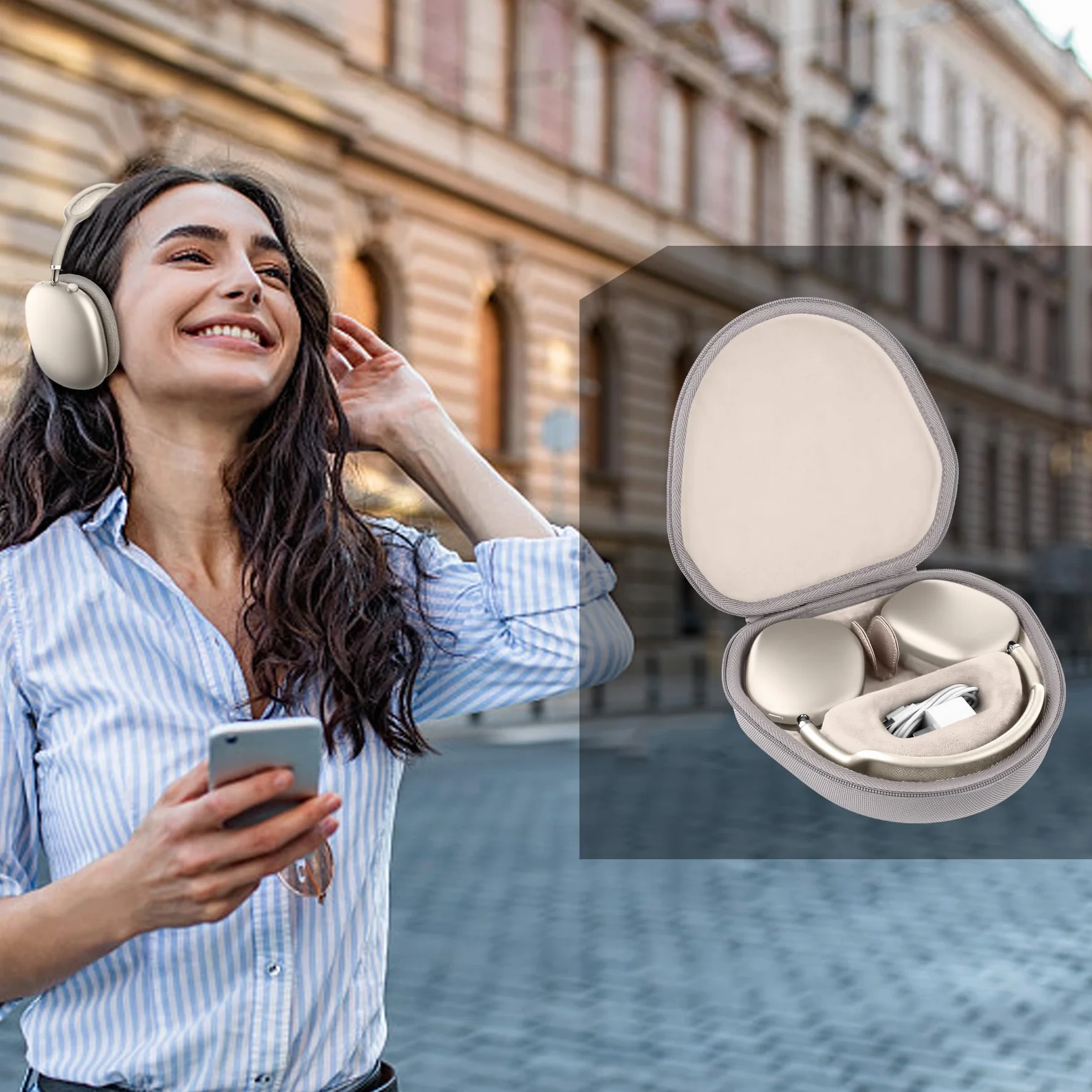 co2CREA Torba przenośna kompatybilna z Apple AirPods Max 2 / Max słuchawkami, natychmiast przełącza słuchawki w tryb snu, ulepszone inteligentne etui na słuchawki (tylko torba)