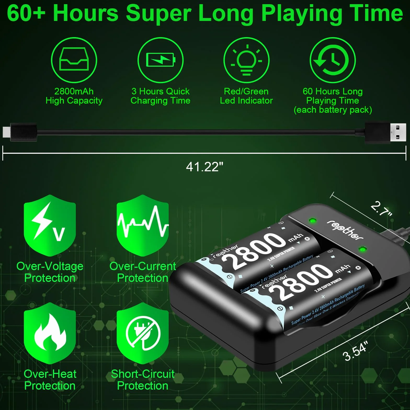 Bateria i Ładowarka do Xbox Series S/X 2800 mAh 4 Baterie + 1 Ładowarka do Kontrolera One/Elite