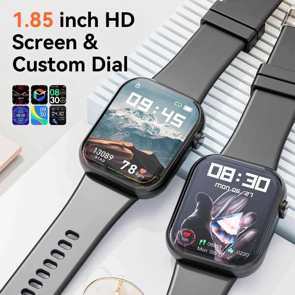 Smartwatch dla mężczyzn i kobiet z Bluetooth, głośnomówiący, krokomierz, pulsometr, fitness dla Android iOS