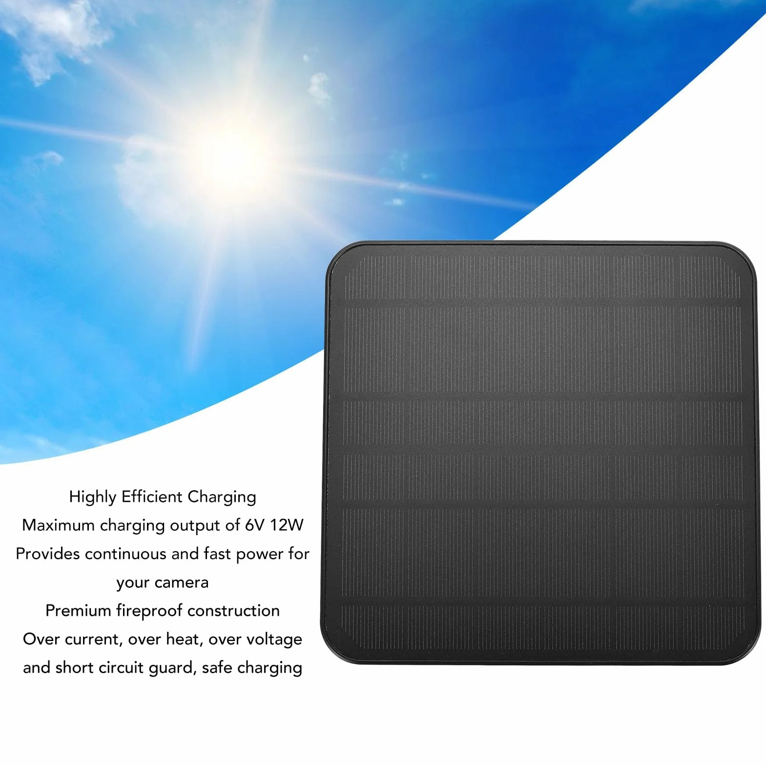 Panel Słoneczny 12 W do Kamery Zewnętrznej, Przenośny Zestaw ładujący Zasilany energią słoneczną, Wodoodporny Magnetyczny Zasilacz Słoneczny z ładowaniem IP65, Regulowany (BLACK)