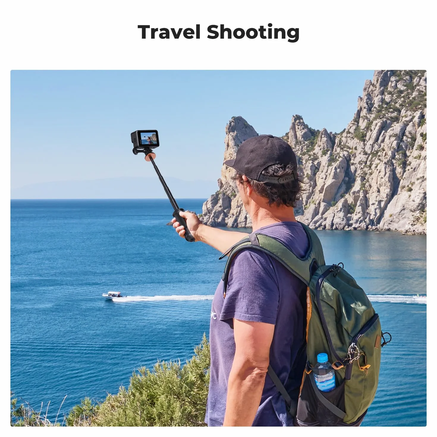 K&F Concept Statyw do selfie Stick 33,5 cm, przenośny uchwyt do GoPro Hero 13/12/11/10/9/8/Max, DJI Osmo Action 5/4/3/2/1, Insta360 X5/X4/X3/Ace Pro, czarny