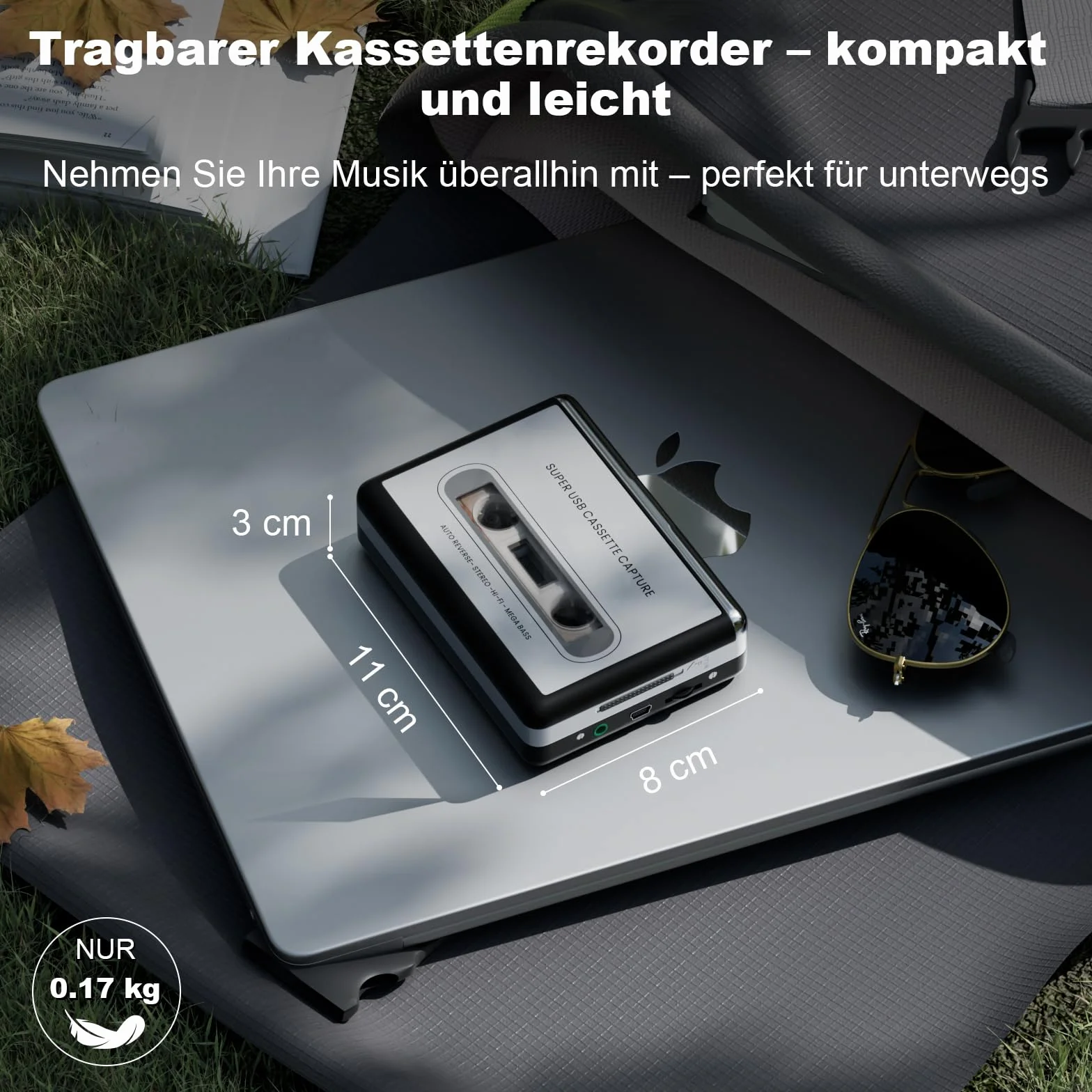 Reshow Nagrywarka kasetowa – przenośny magnetofon do nagrywania plików audio MP3 przez USB – konwertuje kasety do iPoda – kompatybilny z laptopami i komputerami w formacie srebrnym